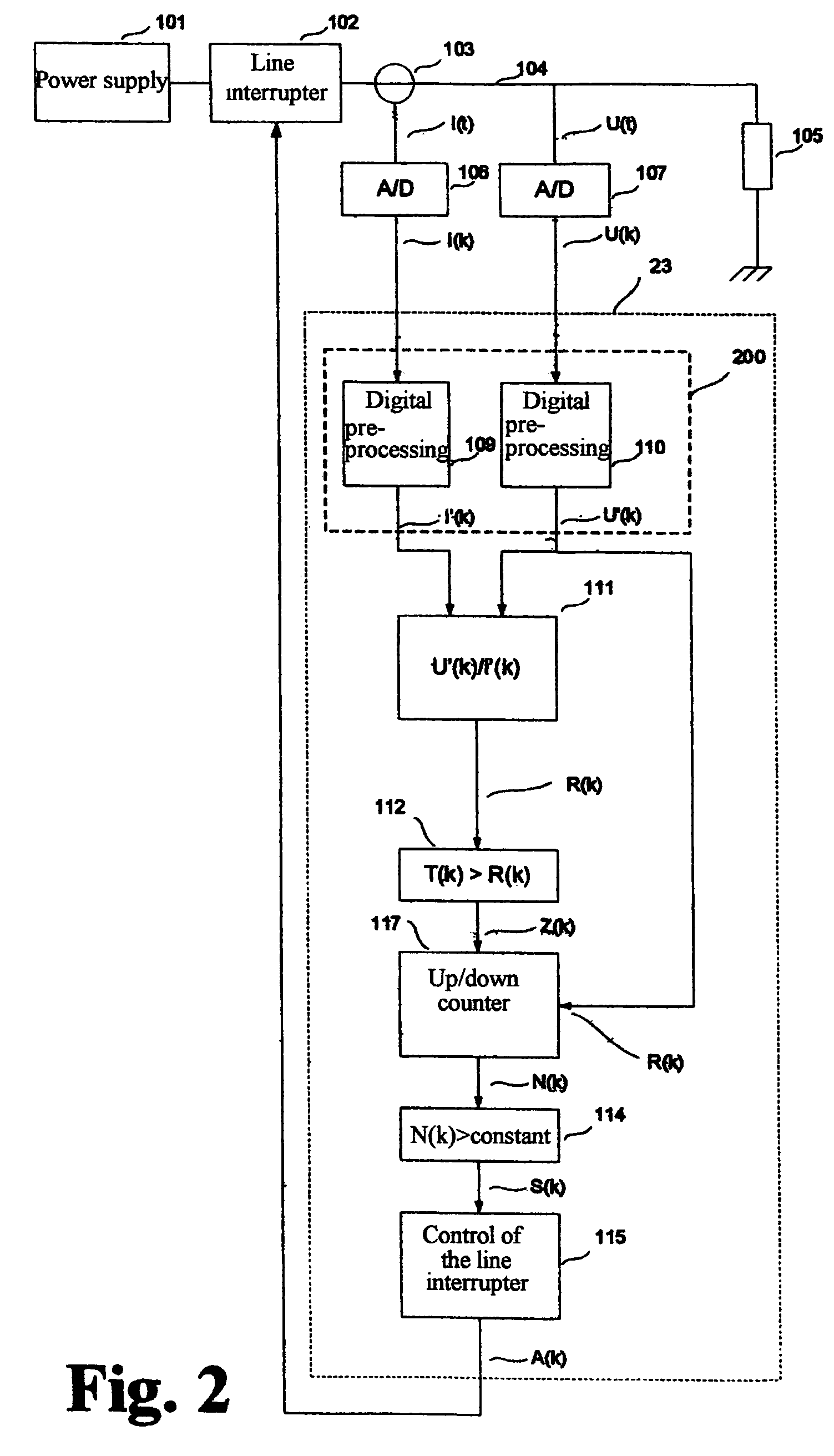 Method and device for the detection of fault current arcing in electric circuits