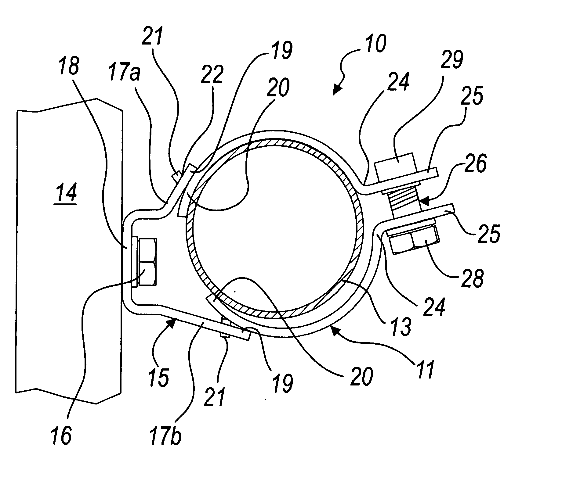 Device for fixing pipes to supporting structures