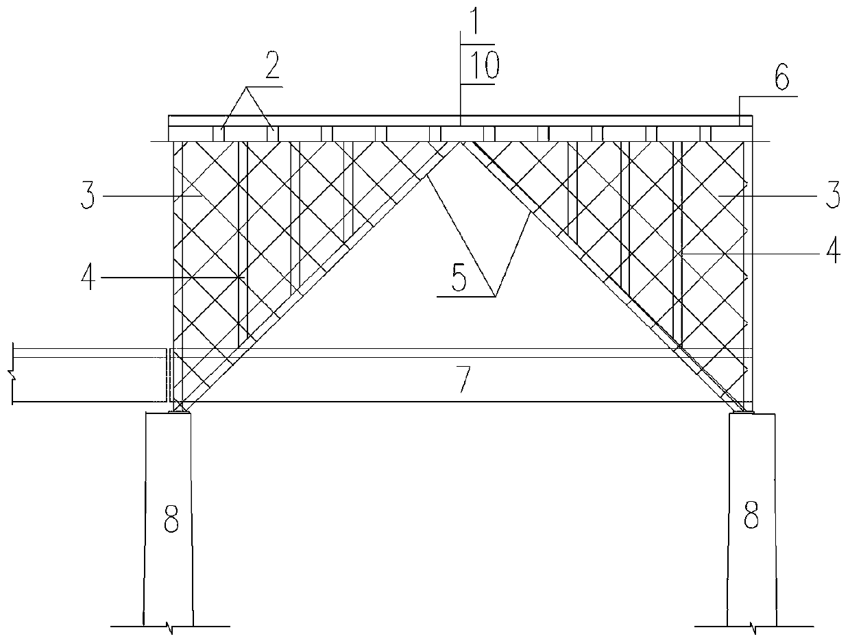 Railway pier and triangular bracket cross-brace rockfall prevention structure