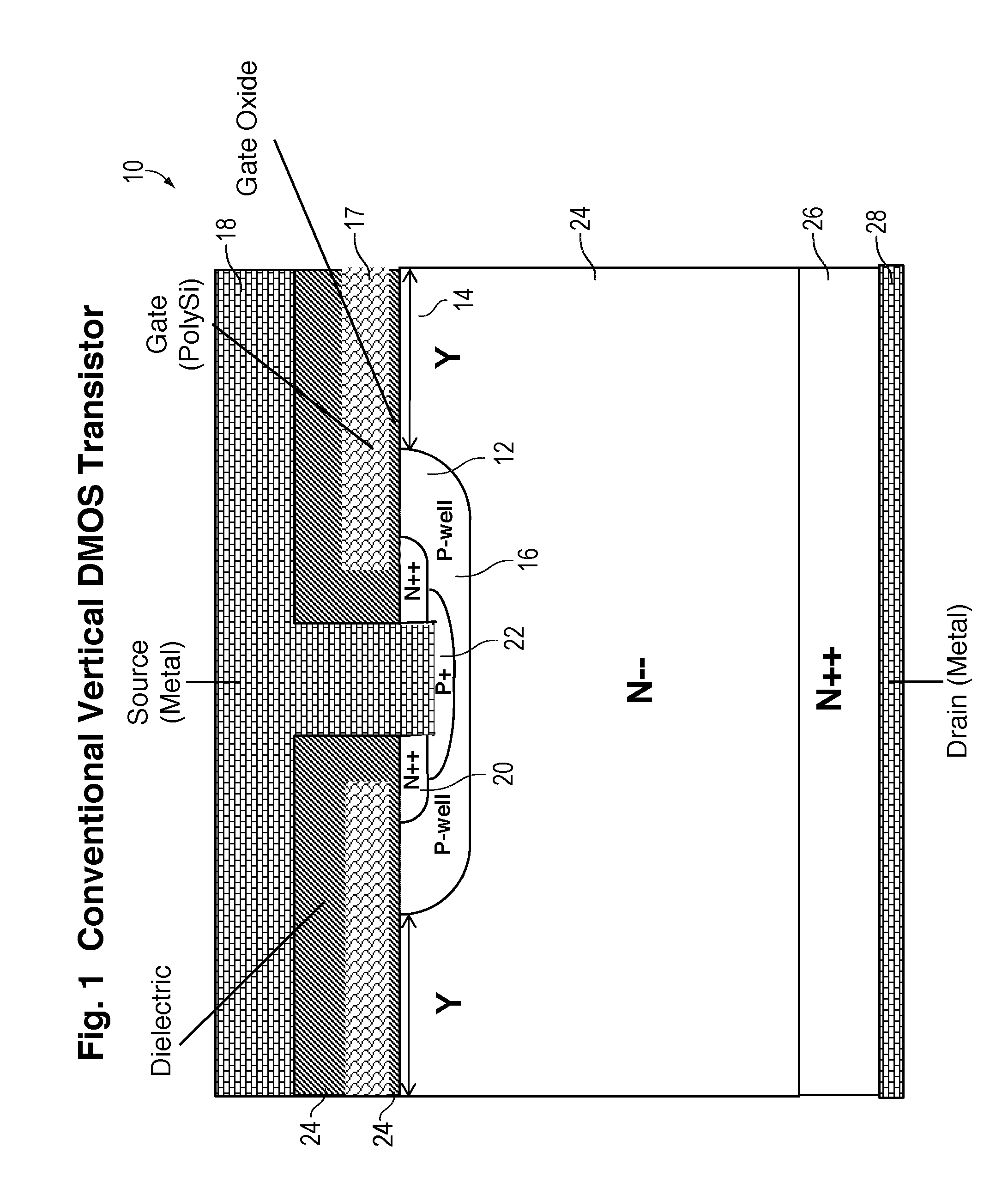 Vertical power MOSFET having planar channel and its method of fabrication