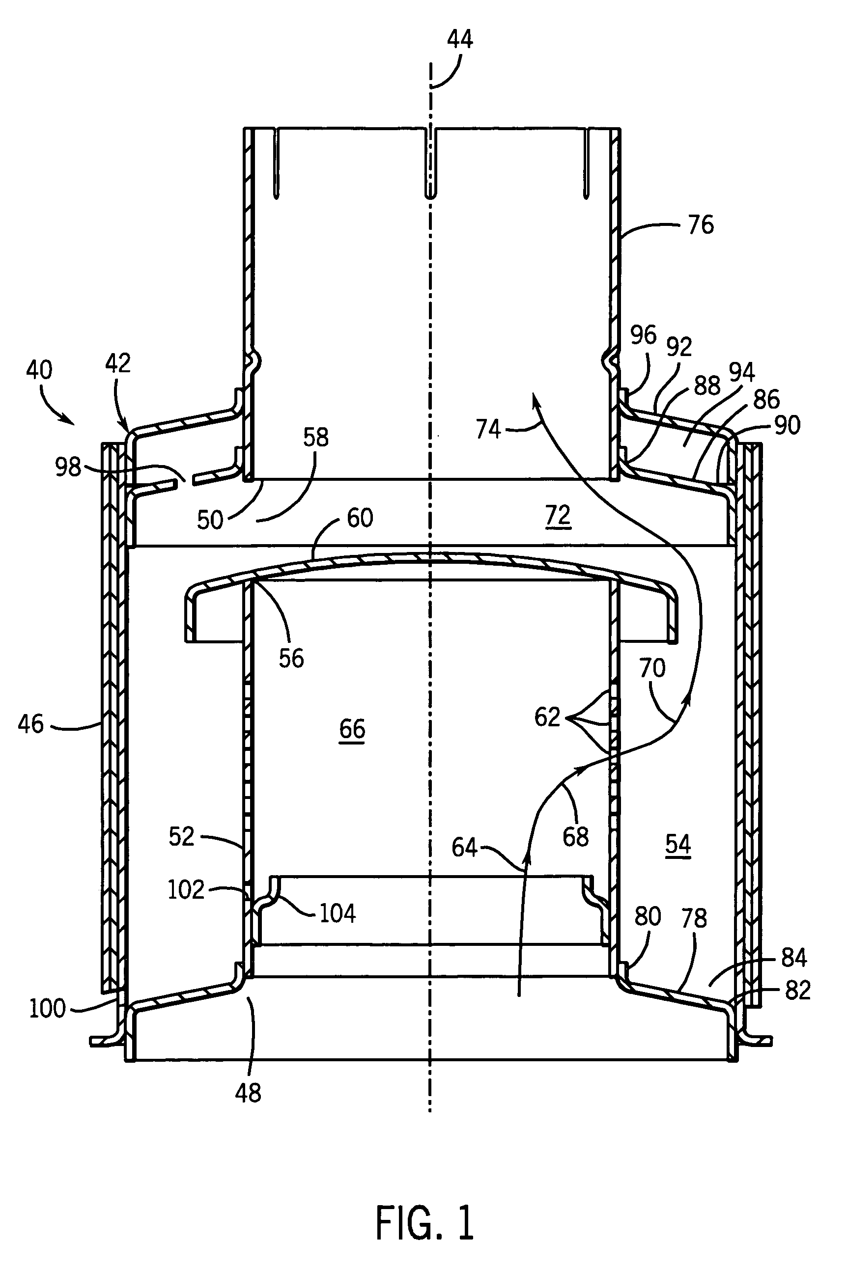 Vertical exhaust water trap assembly