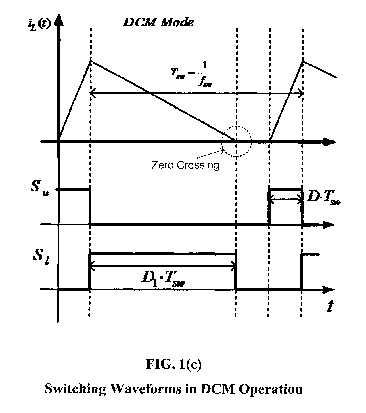 Sensor-less operation and detection of CCM and DCM operation modes in synchronous switching power converters