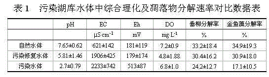 In-situ ecological restoration method of lake and reservoir water polluted by acid mine wastewater