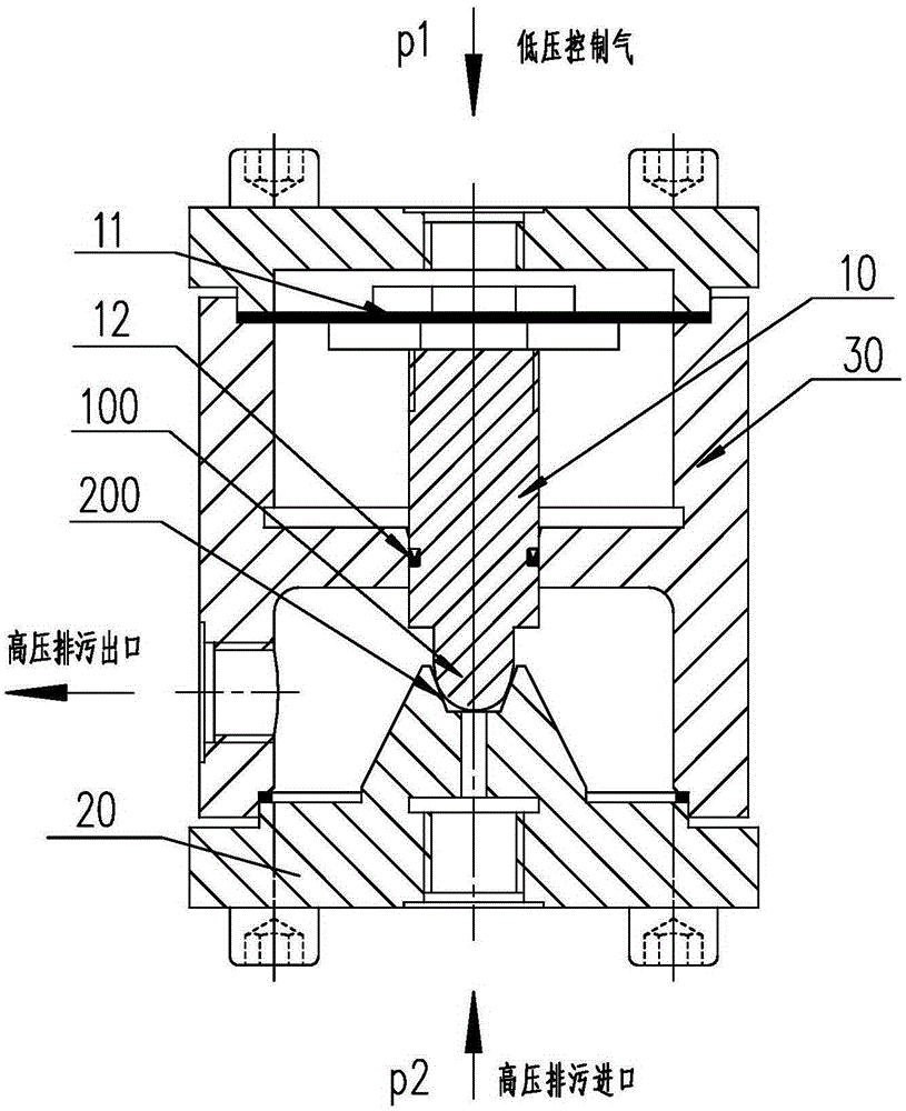 High-pressure pollution discharge pneumatic valve