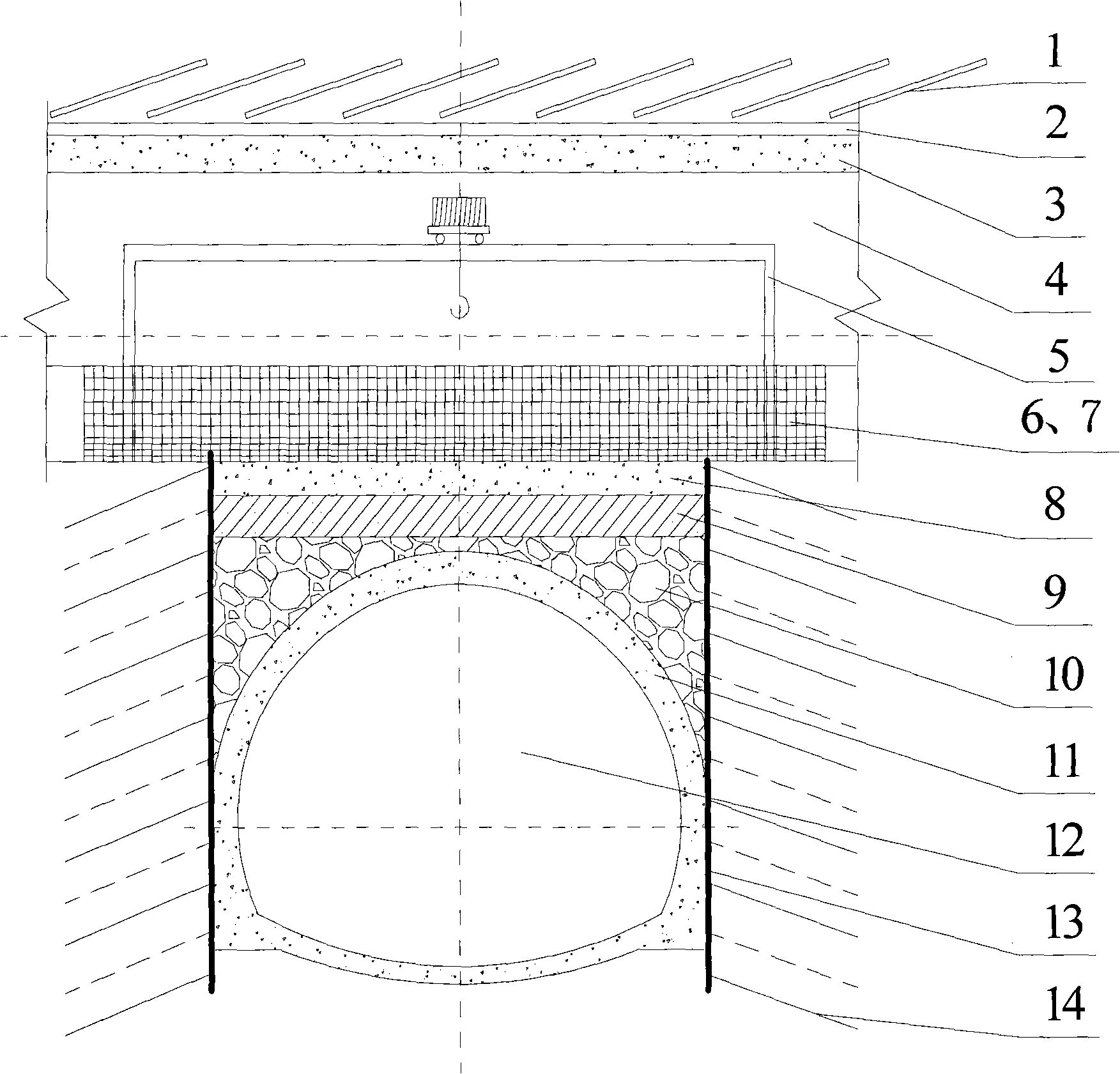 Zero spacing construction method for overlapping part of upper main tunnel and lower main tunnel of underground overpass