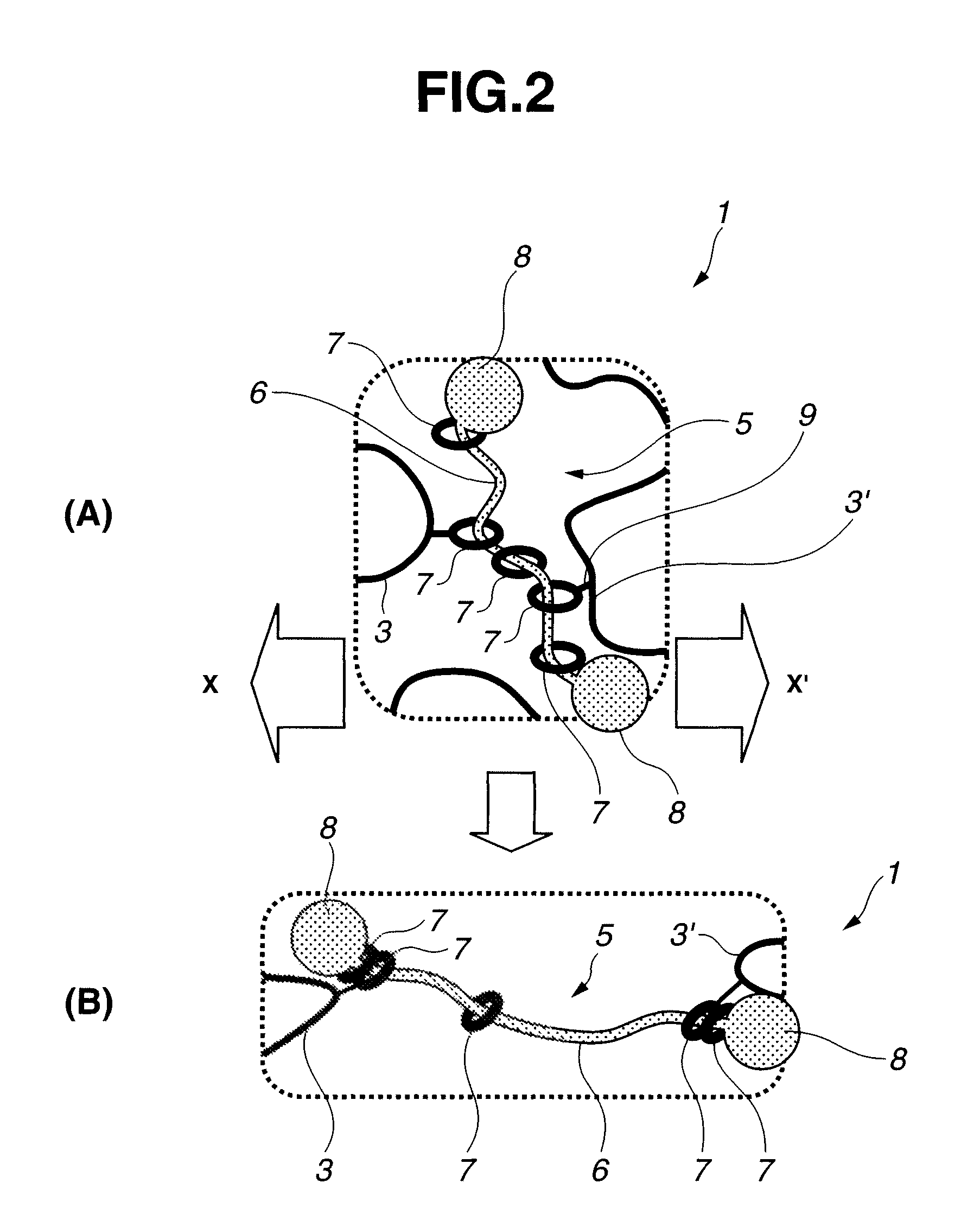 Hydrophobic linear polyrotaxane molecule and crosslinked polyrotaxane