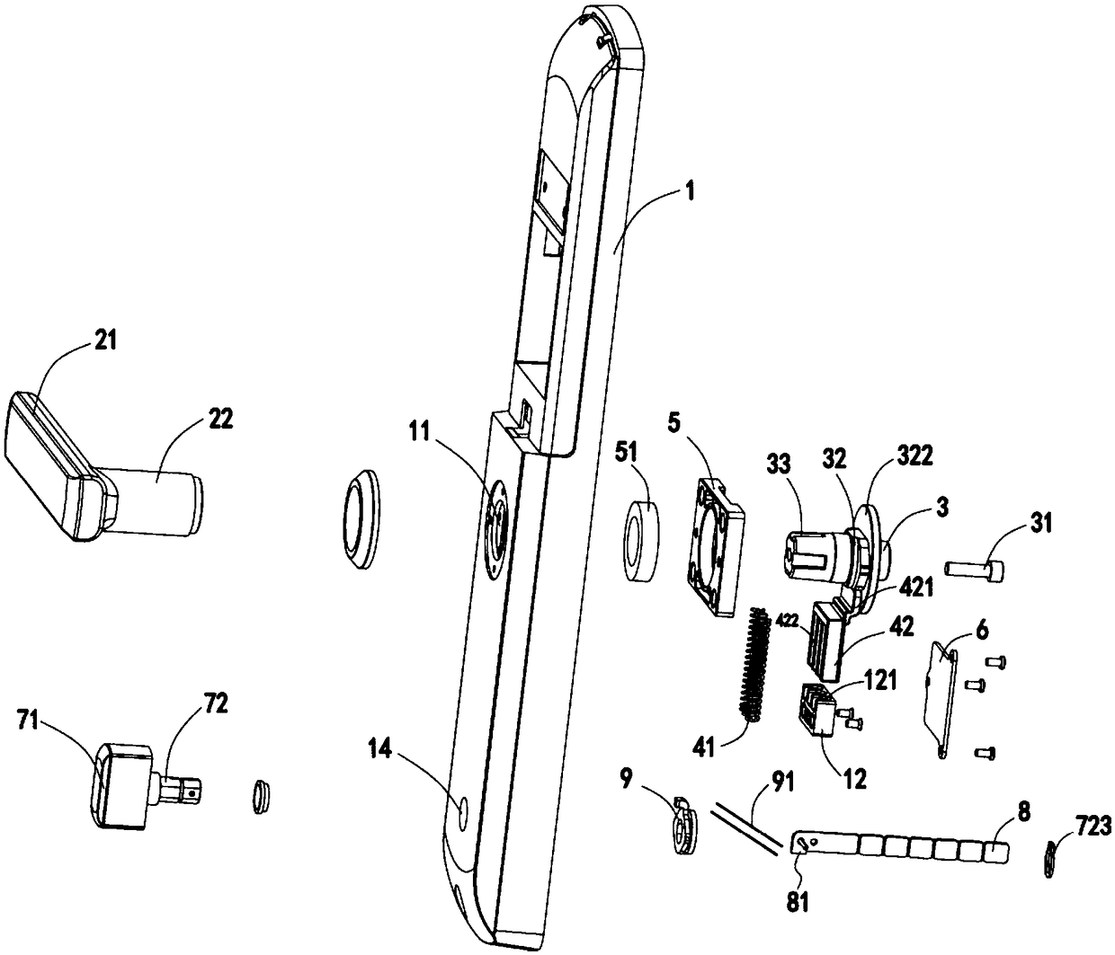 Multi-angle reversing device for door lock handle