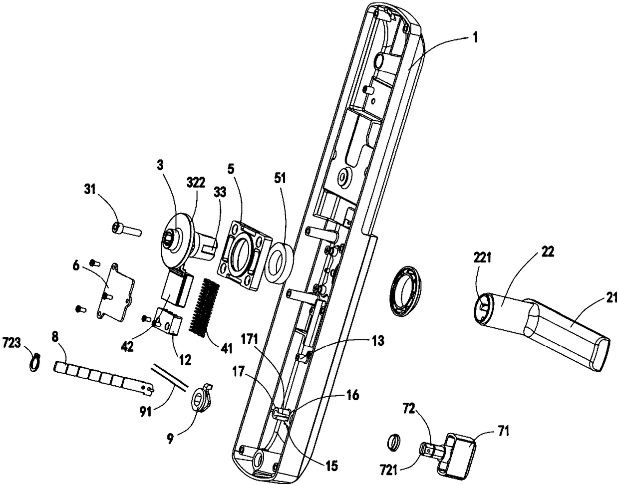 Multi-angle reversing device for door lock handle