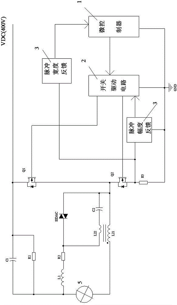 Electronic ballast for hid lamp with multiple protection functions and its pre-excitation method