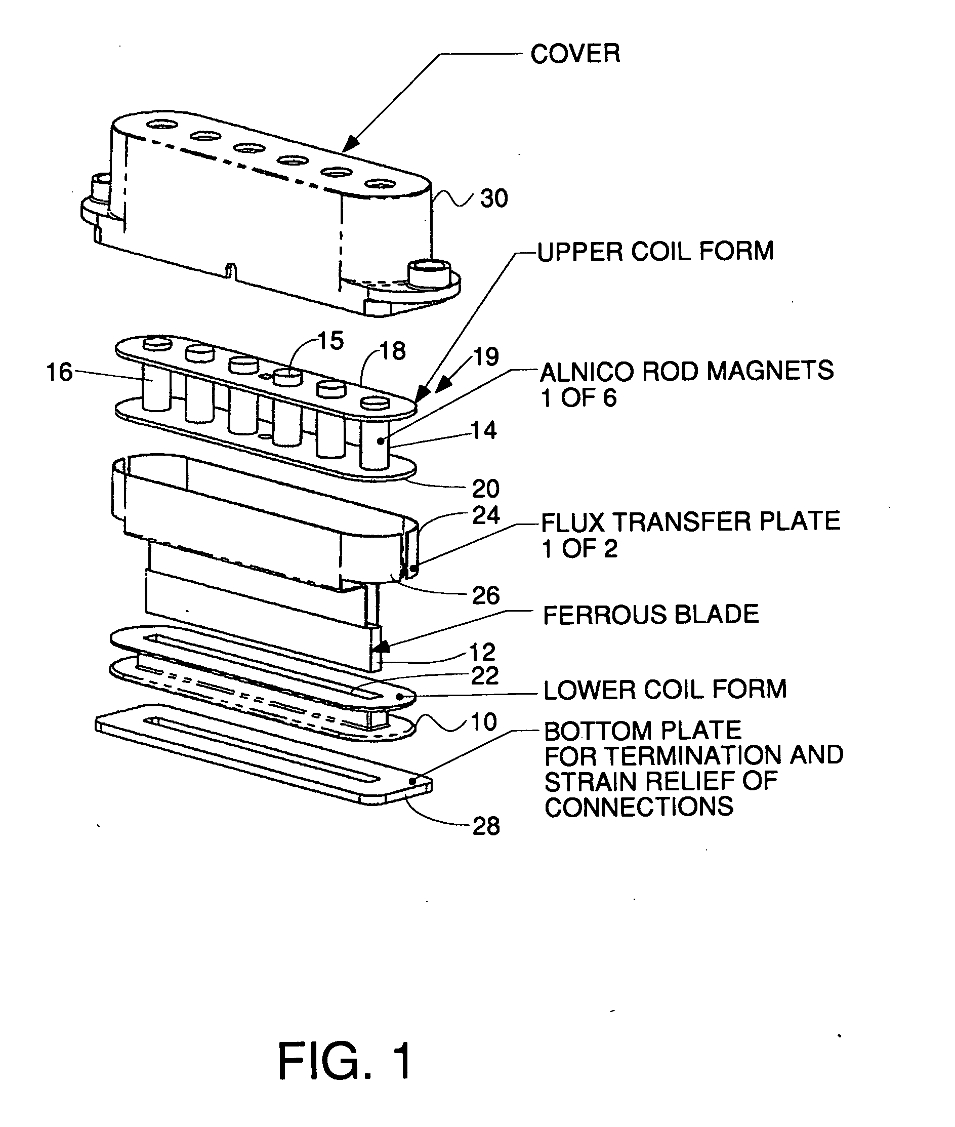 Hum cancelling electromagnetic pickup for stringed musical instruments with tonal characteristics of single coil pickups