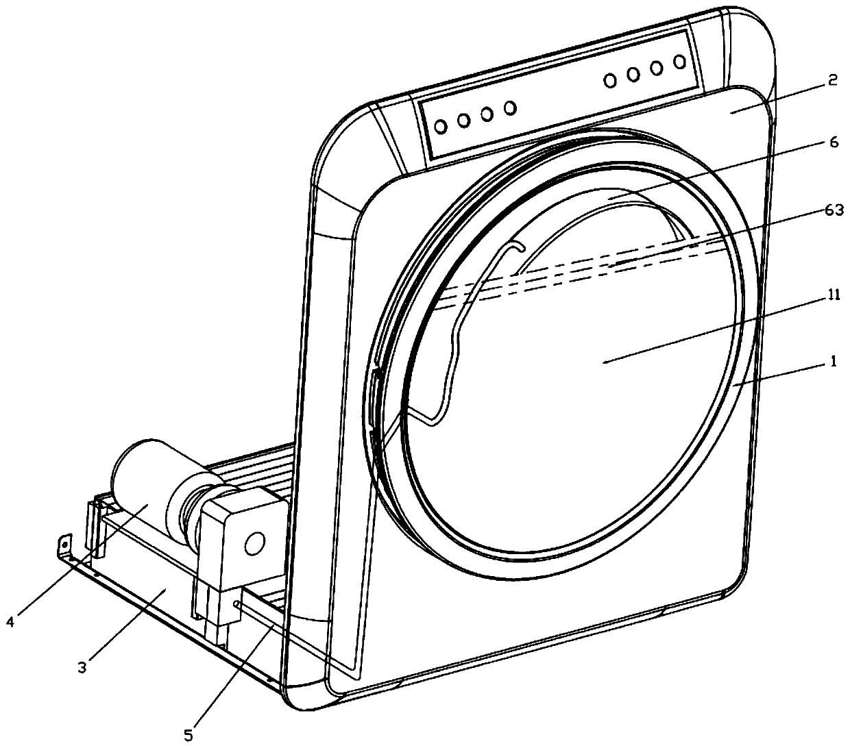 Visible water storage system for front door plate of dryer