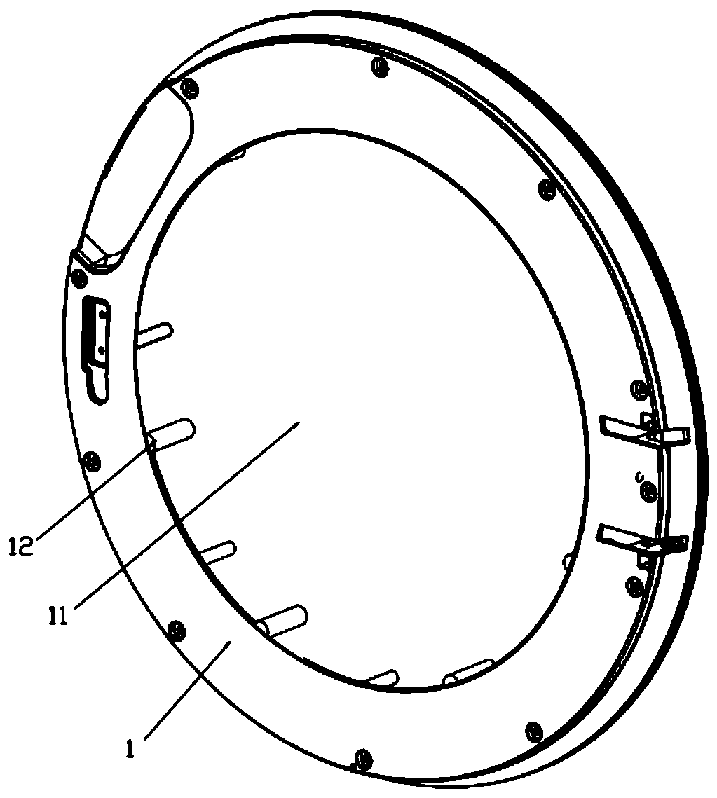 Visible water storage system for front door plate of dryer