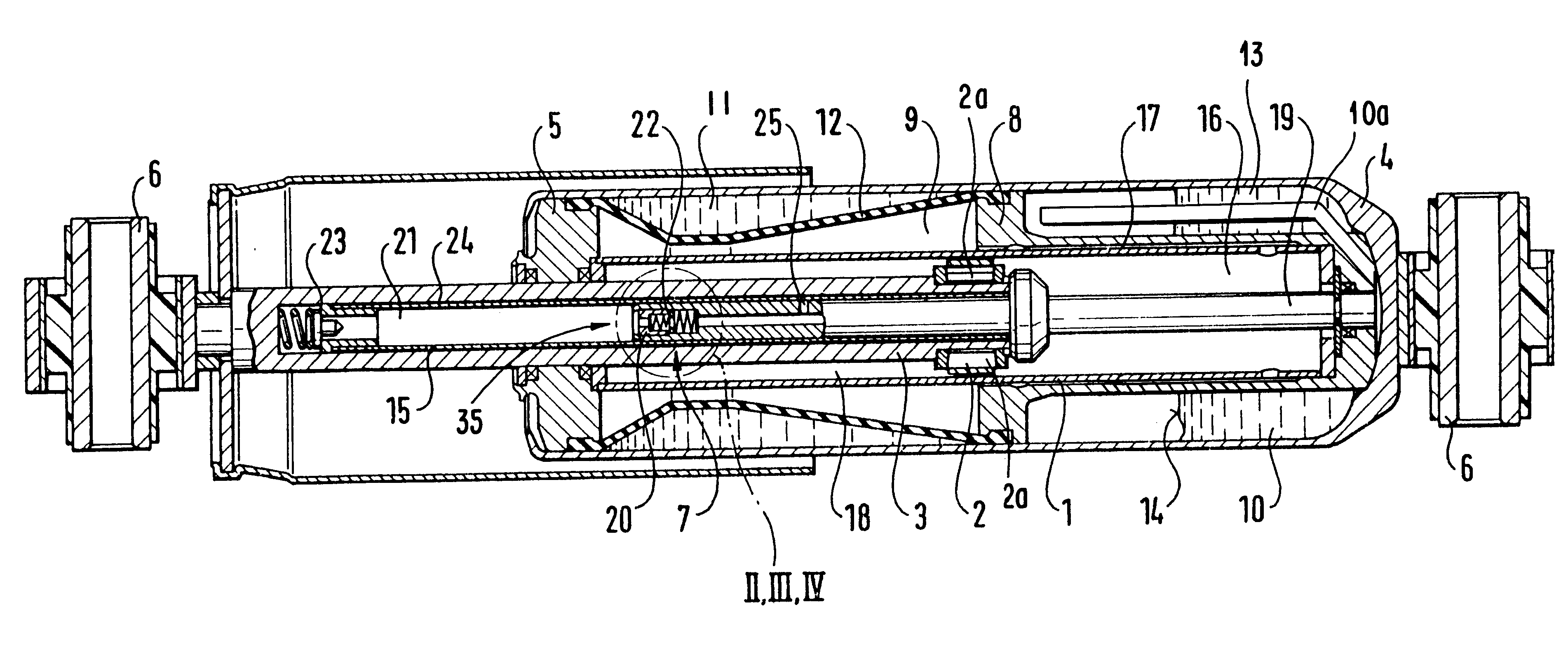 Self-pumping hydropneumatic shock strut with internal level regulation