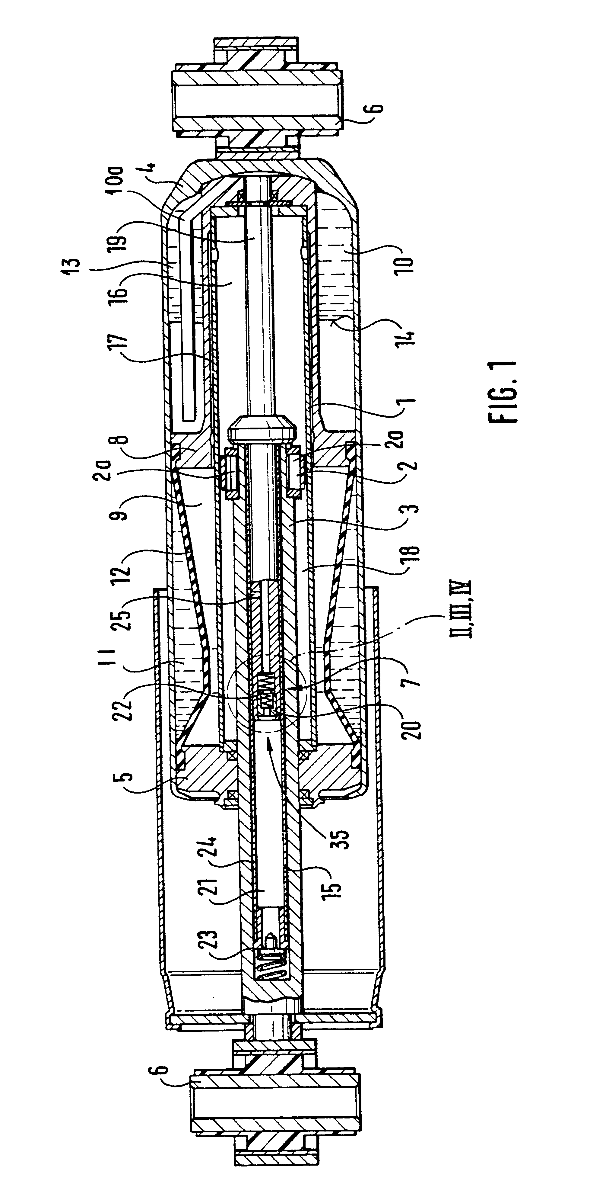 Self-pumping hydropneumatic shock strut with internal level regulation