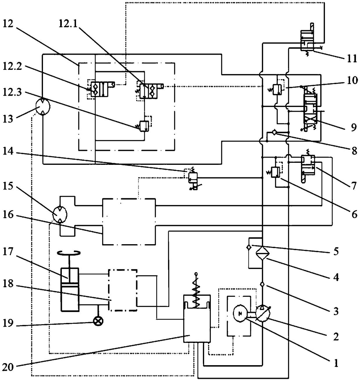 Deep sea cable winding and unwinding hydraulic system