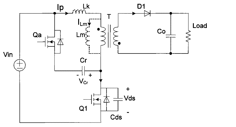 Zero-voltage switch flyback-type DC-DC power supply conversion device