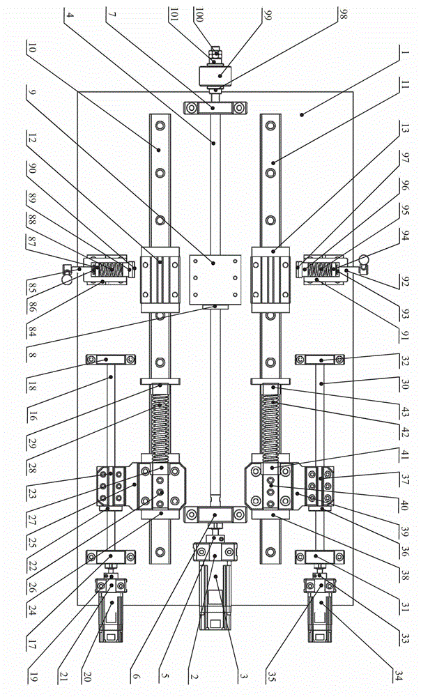 Experimental device for comprehensively testing dynamic characteristics of linear feeding system