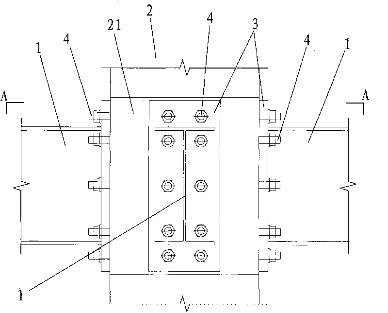 Structure joint of novel reinforced concrete column-steel beam combined framework