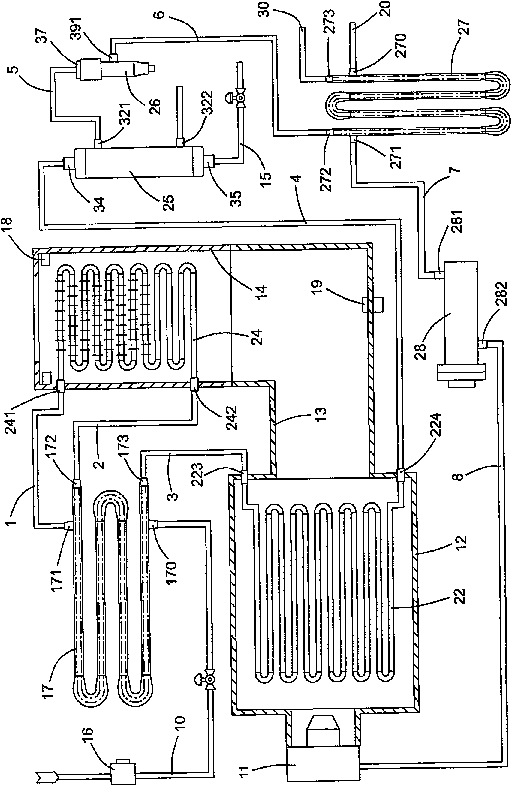 Subcritical pressure pouring boiler furnace