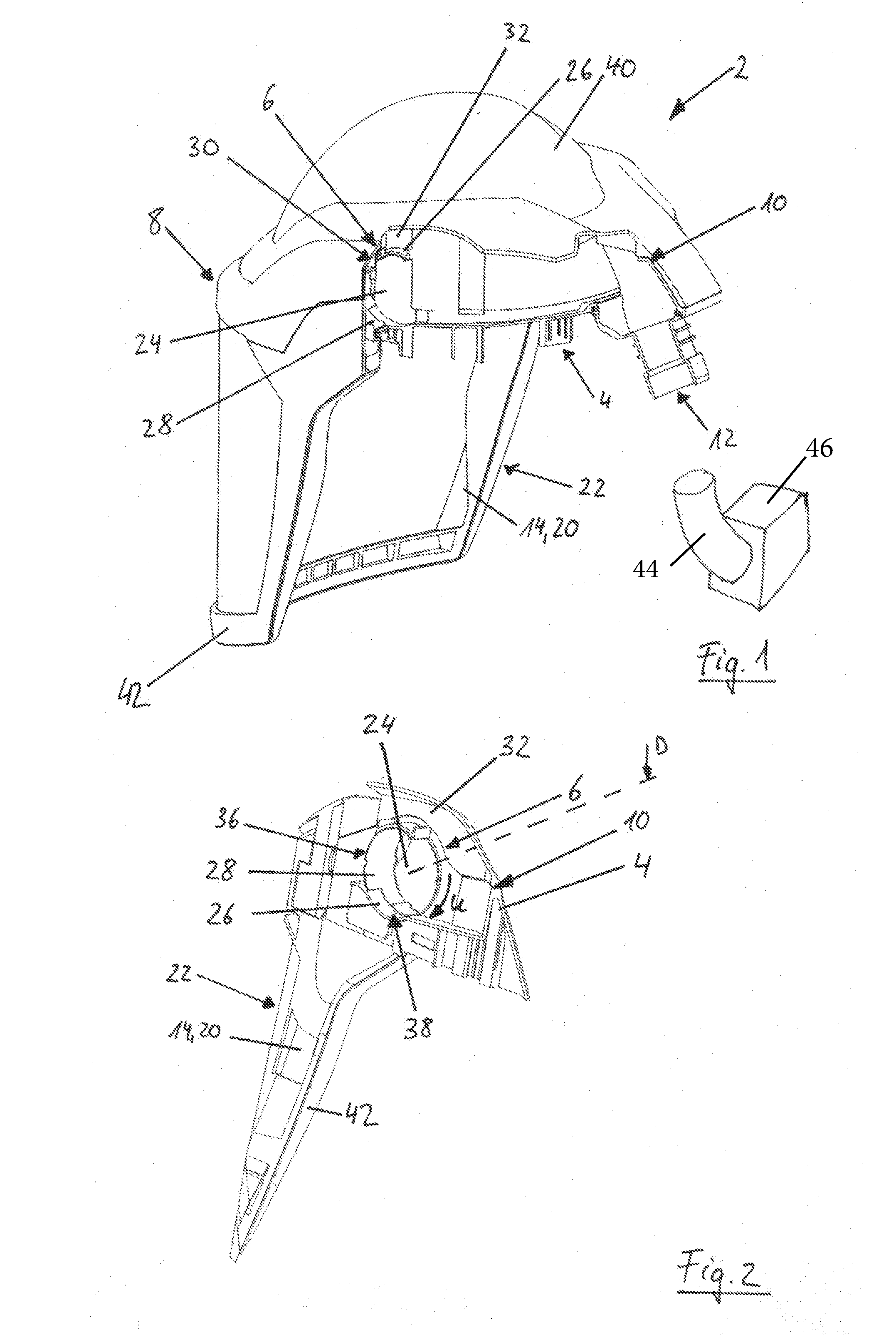 Head protection device and respirator device