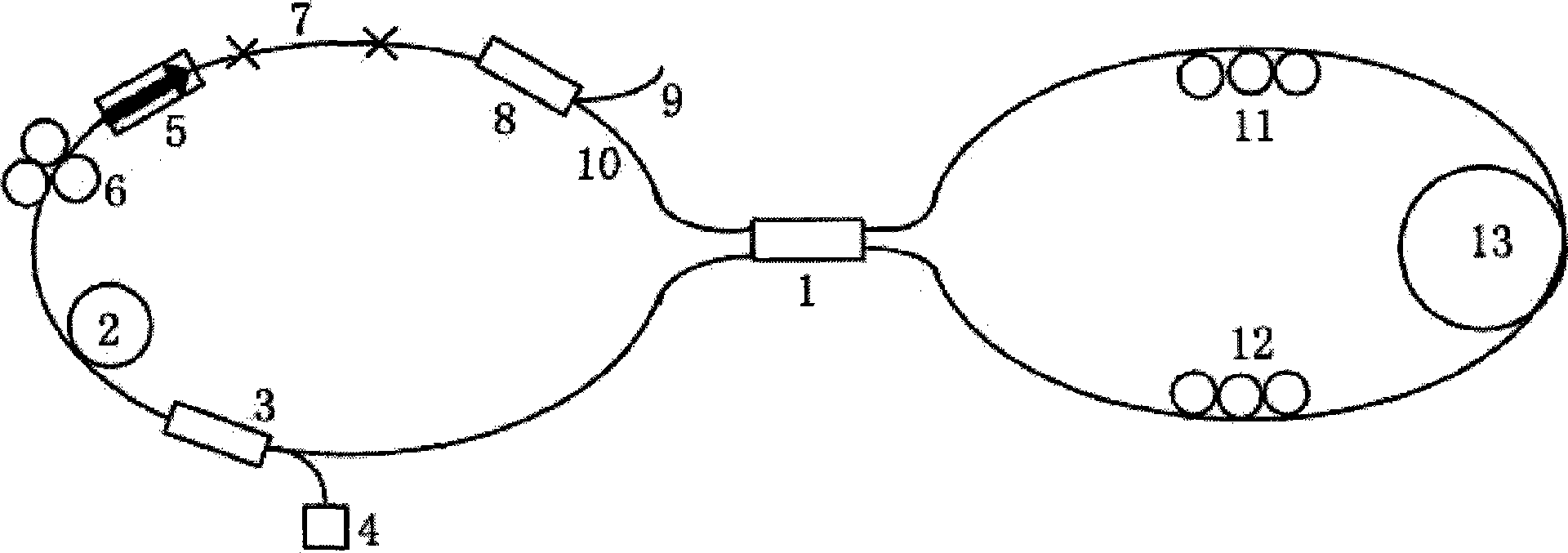 A 8-shaped multi-wavelength optical fibre laser