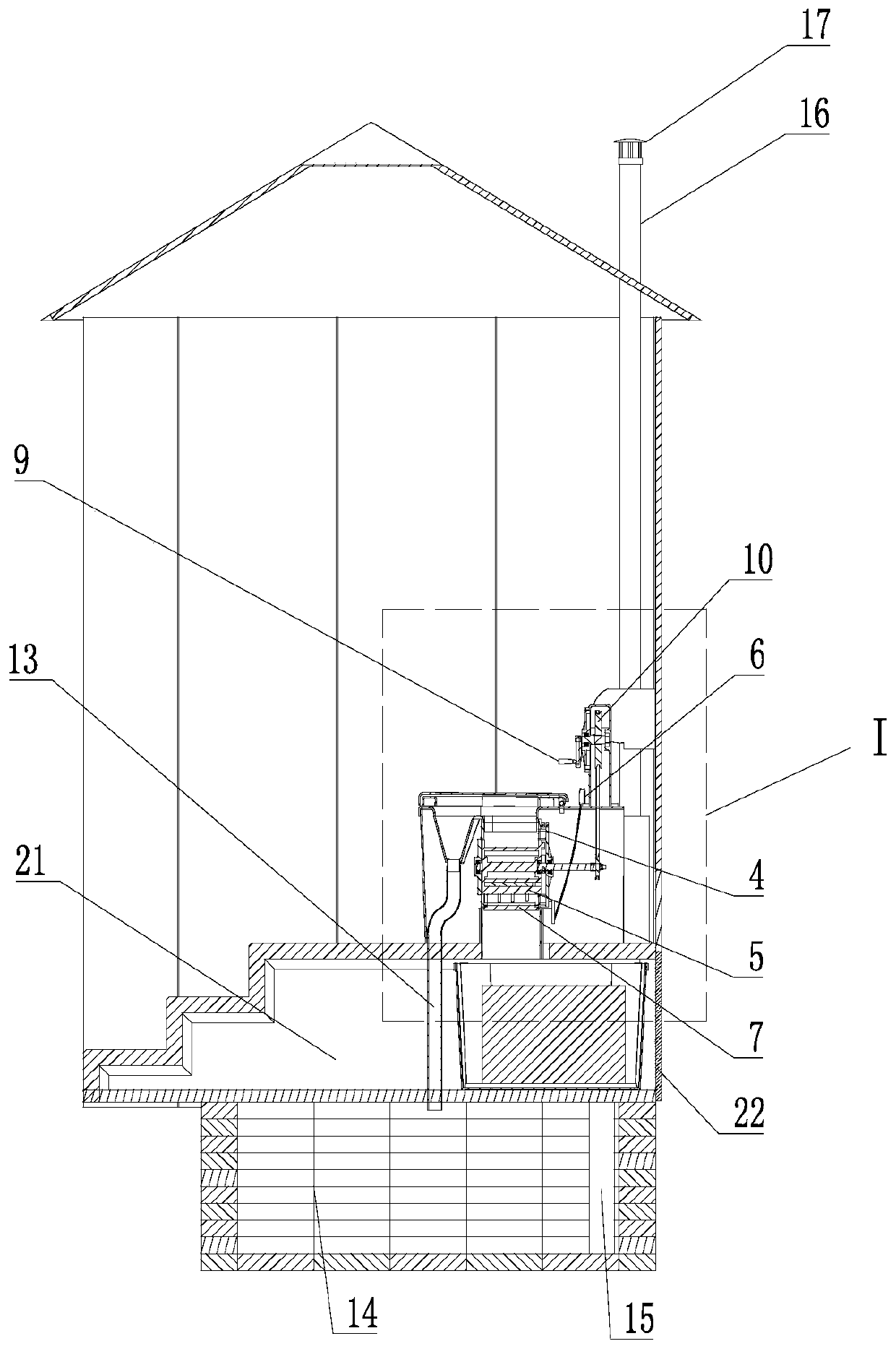 Stirred waterless ecological toilet