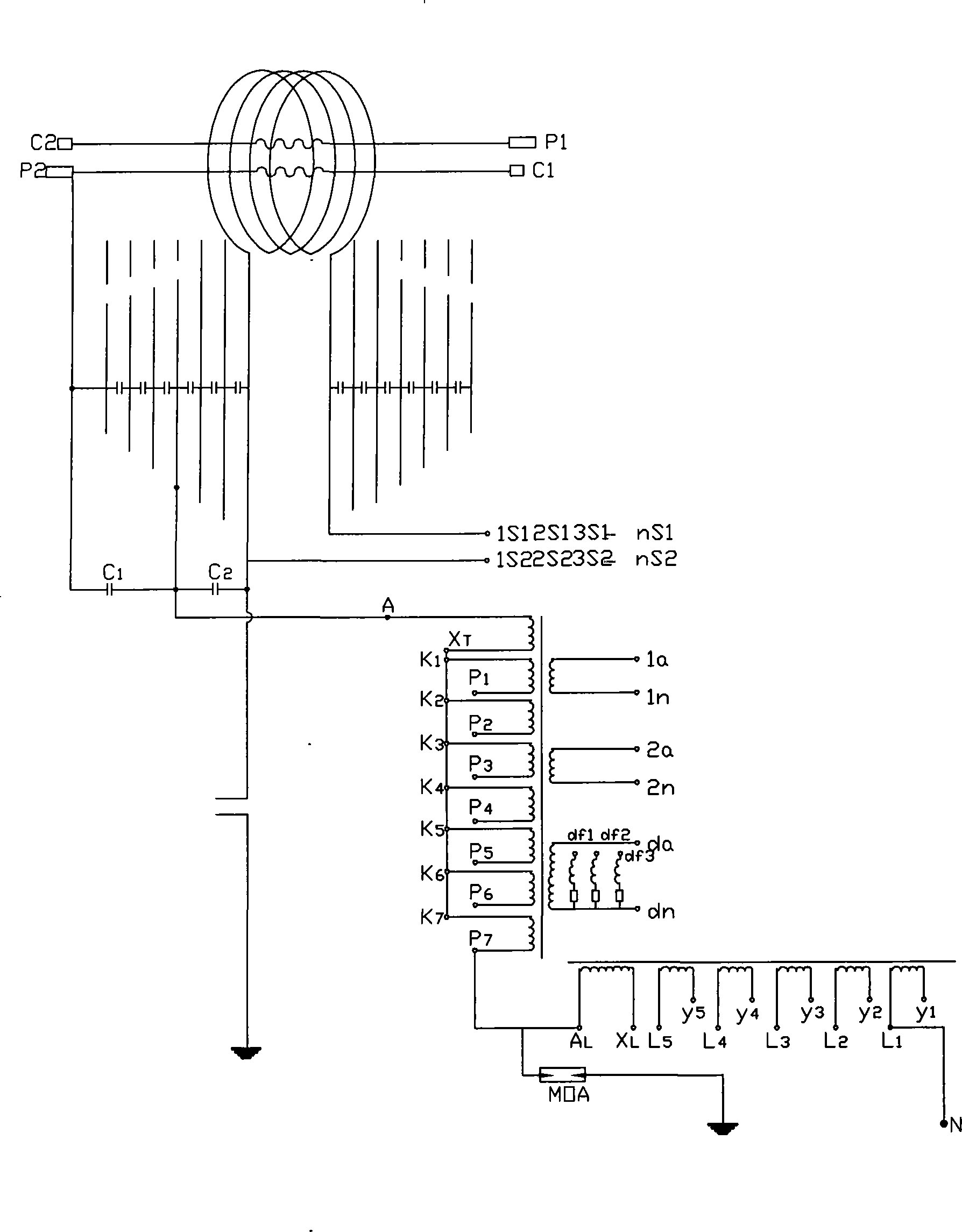 Combined high-tension current potential transformer