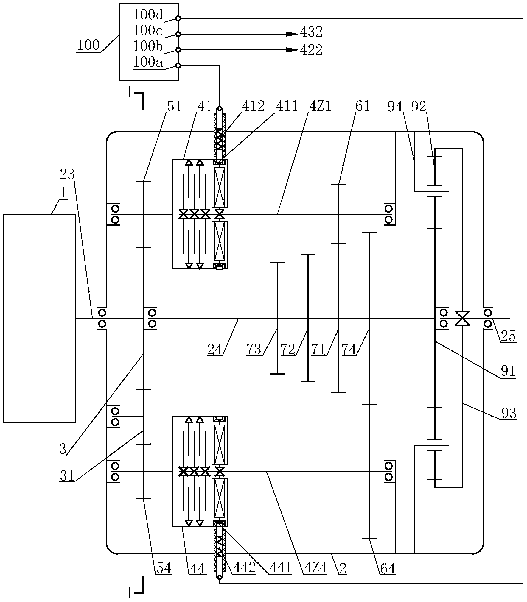 Three-gear wire control automatic transmission of electric vehicle