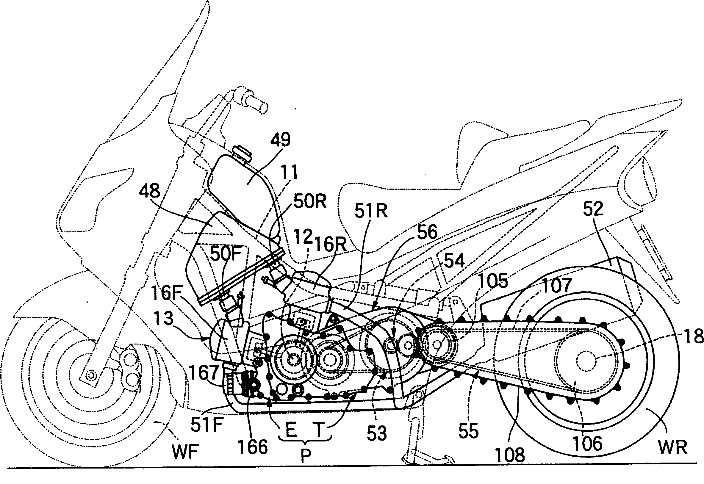 Power apparatus for automatic two-wheeled vehicle and tricycle