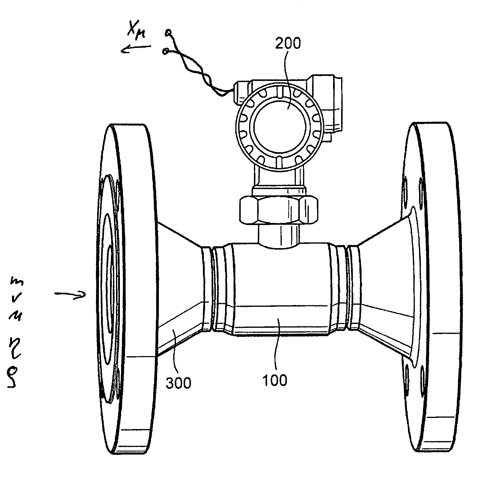 Measuring system for a medium flowing in a process line