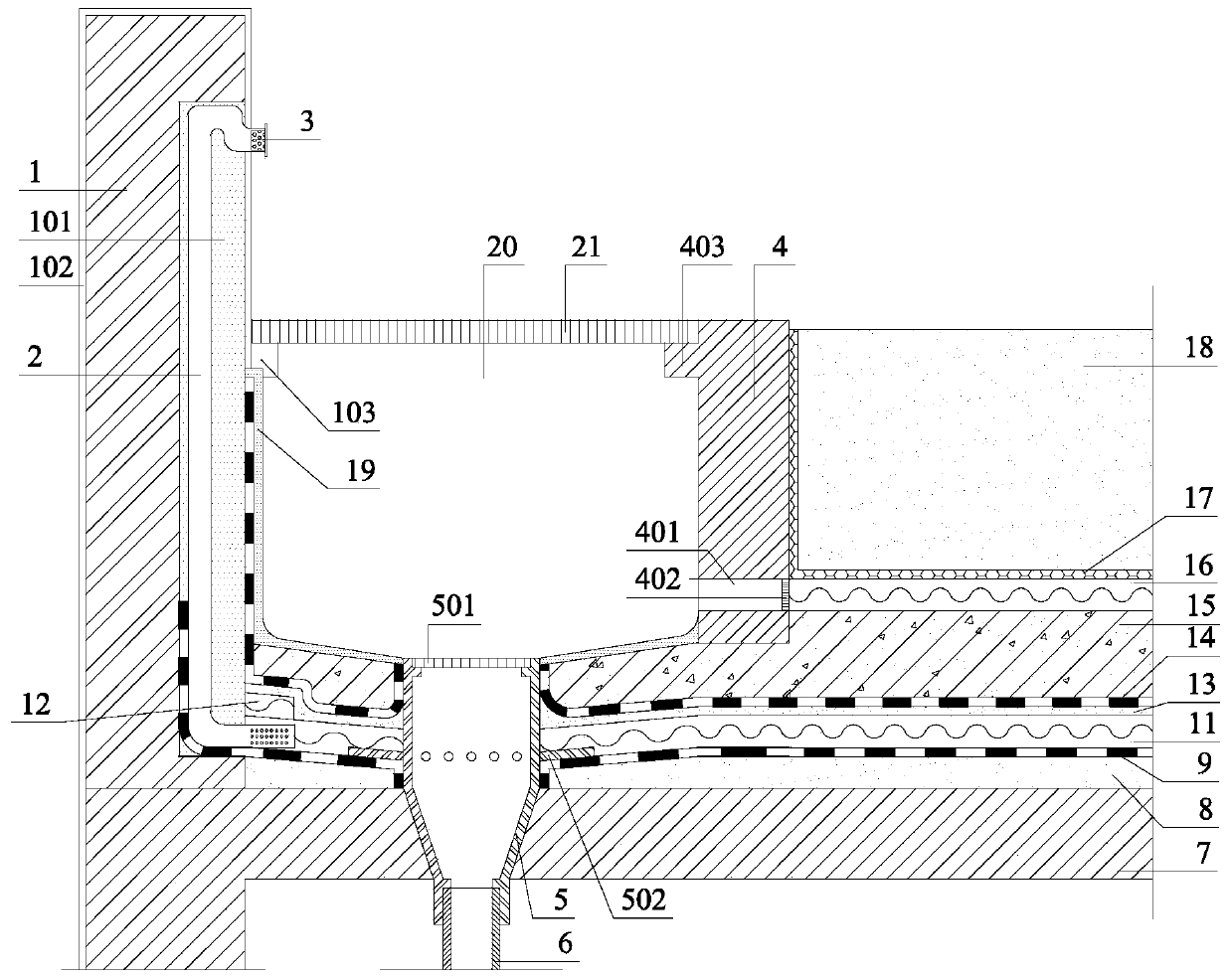 Construction method of invisible natural ventilation and drainage system for thermal insulation planting roof