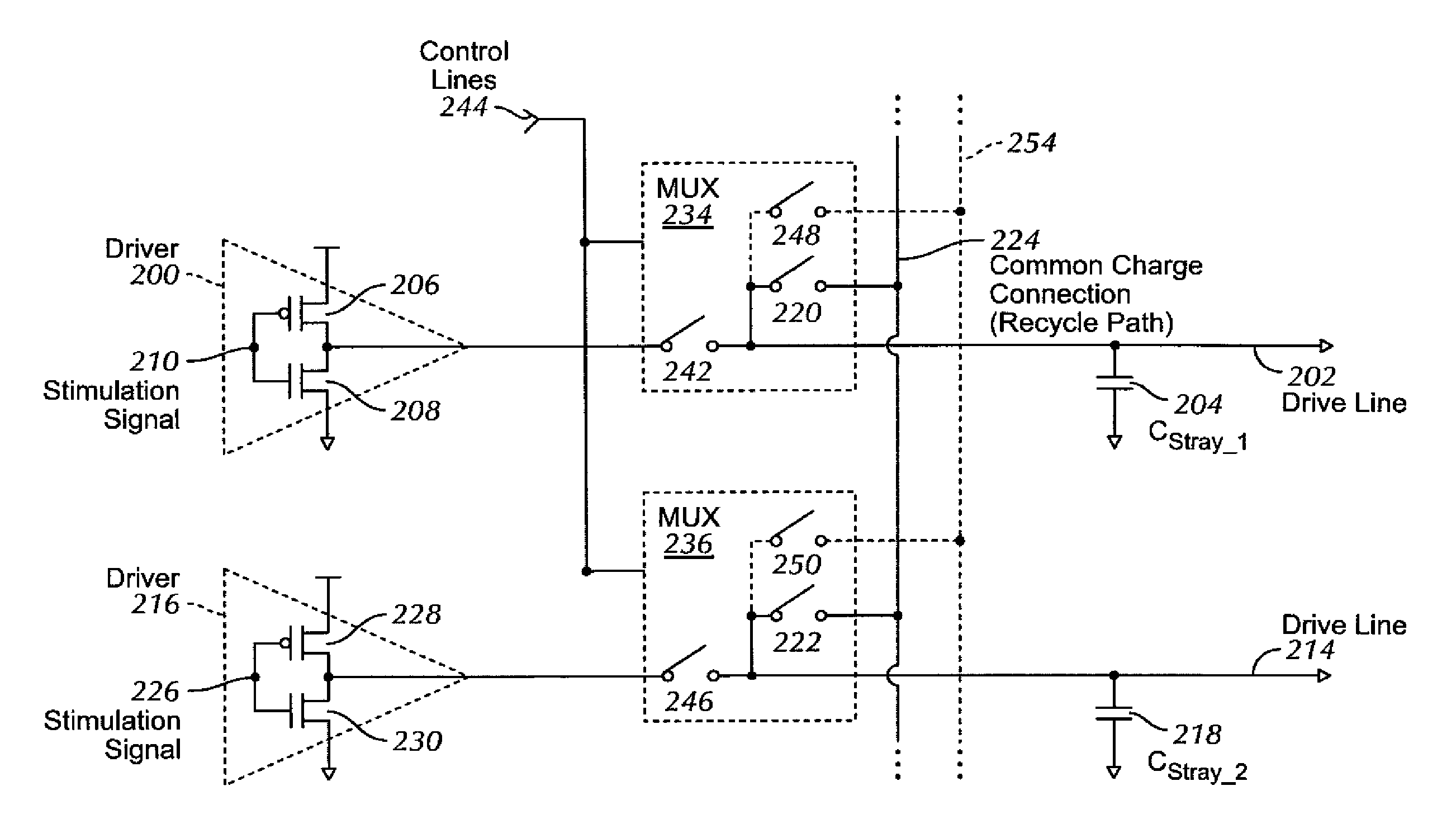 Charge recycling for multi-touch controllers