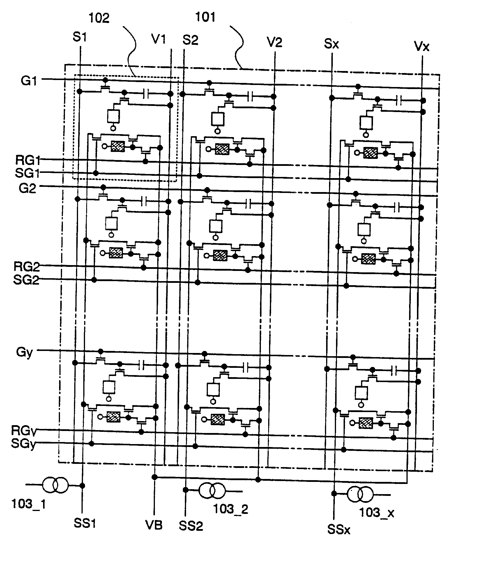 Area Sensor and Display Apparatus Provided with an Area Sensor