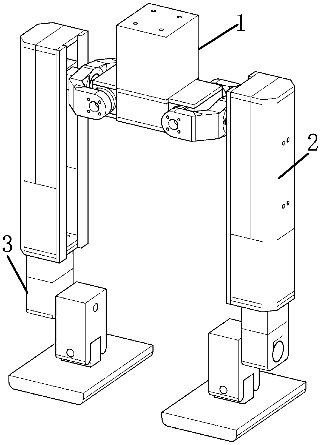 A bipedal robot walking mechanism with linear joints