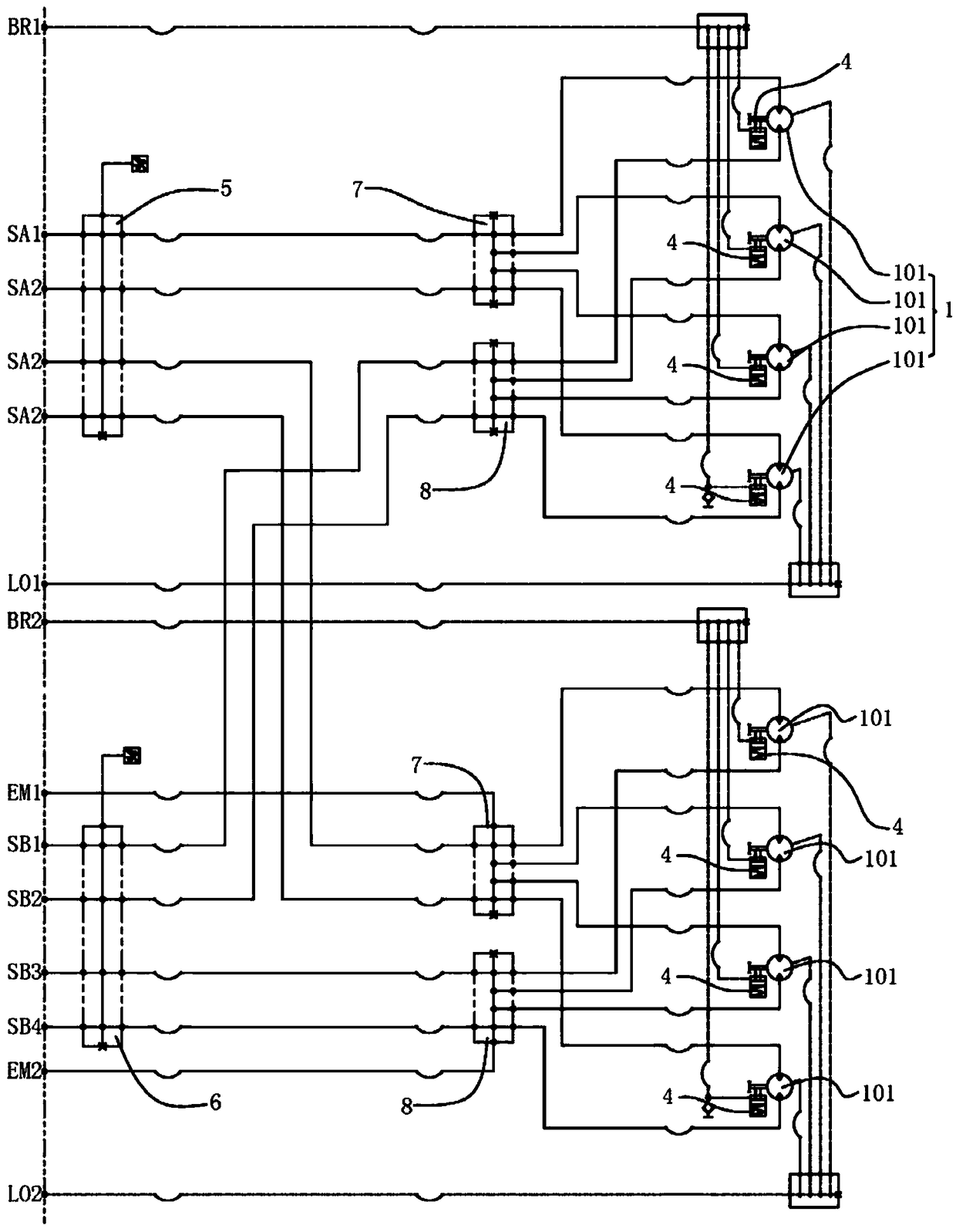 Hydraulic system of crane and working method