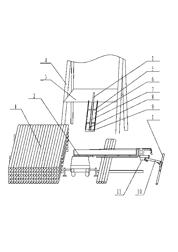 Drill rod automatic stacking and conveying device