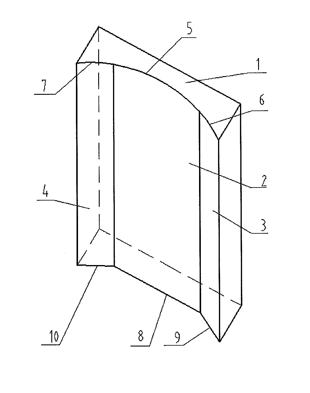 Chamfered narrow side copper plate for mould with funnel-shaped curved surface