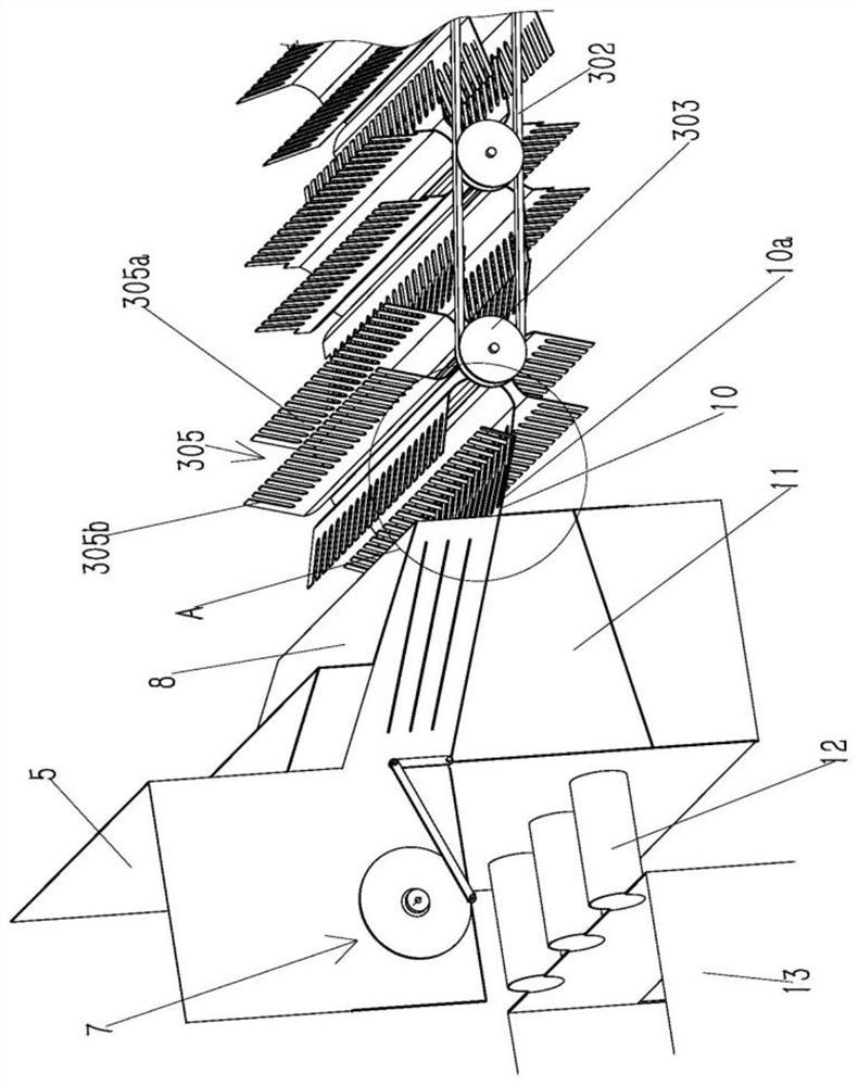 A fruit and vegetable washing and draining conveyor