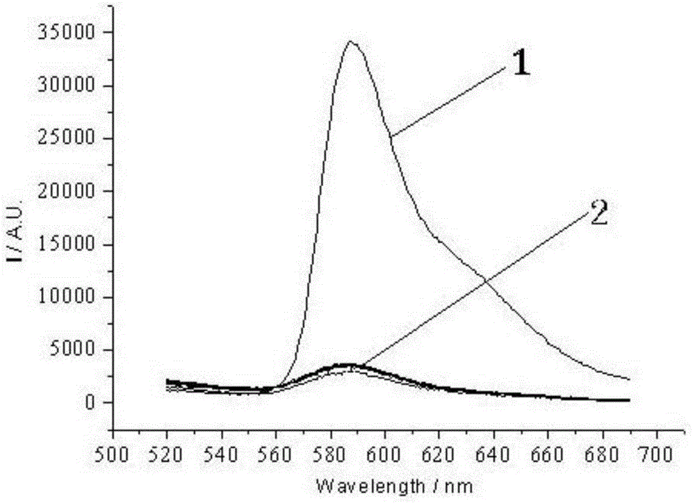 Rhodamine structure based Cu&lt;2+&gt; fluorescent probe and preparation method thereof