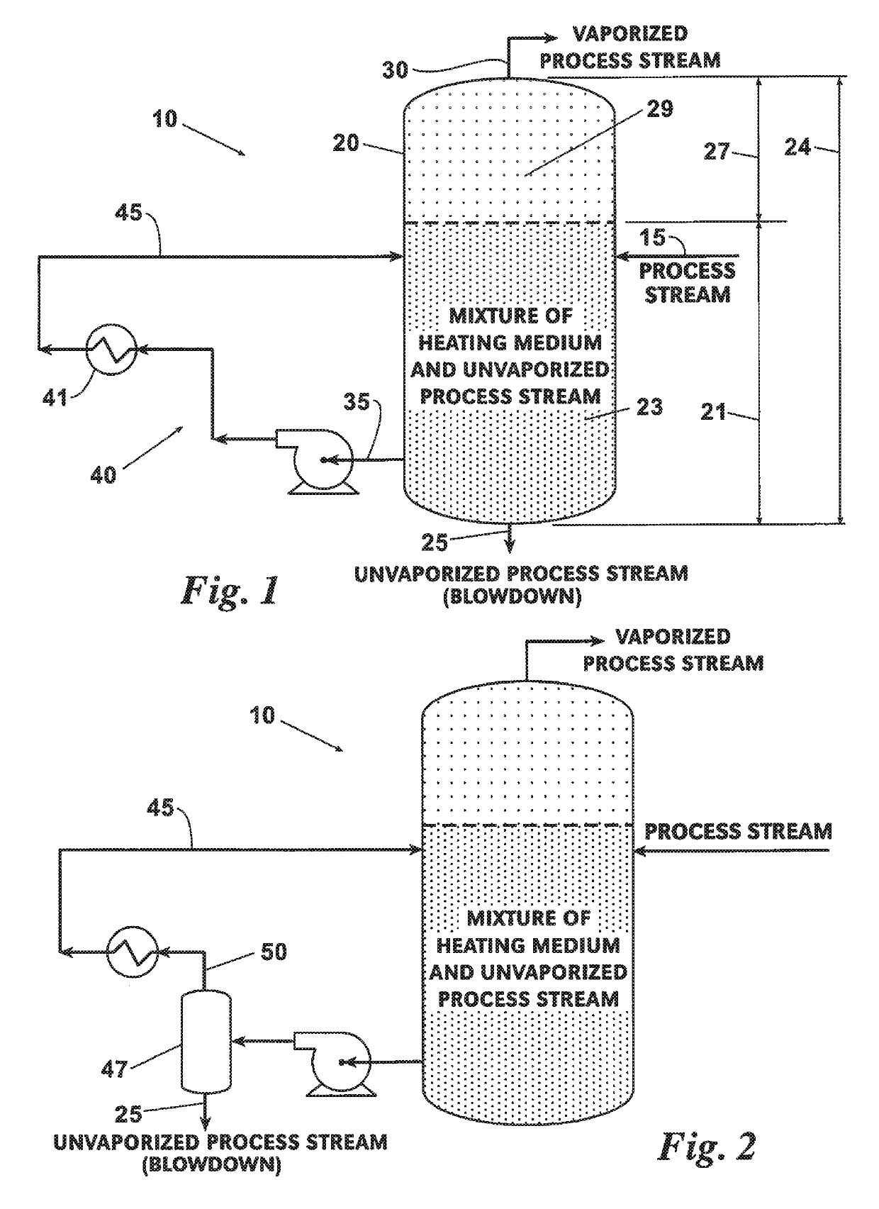 System And Method To Partially Vaporize A Process Stream By Mixing The Stream With A Heating Medium