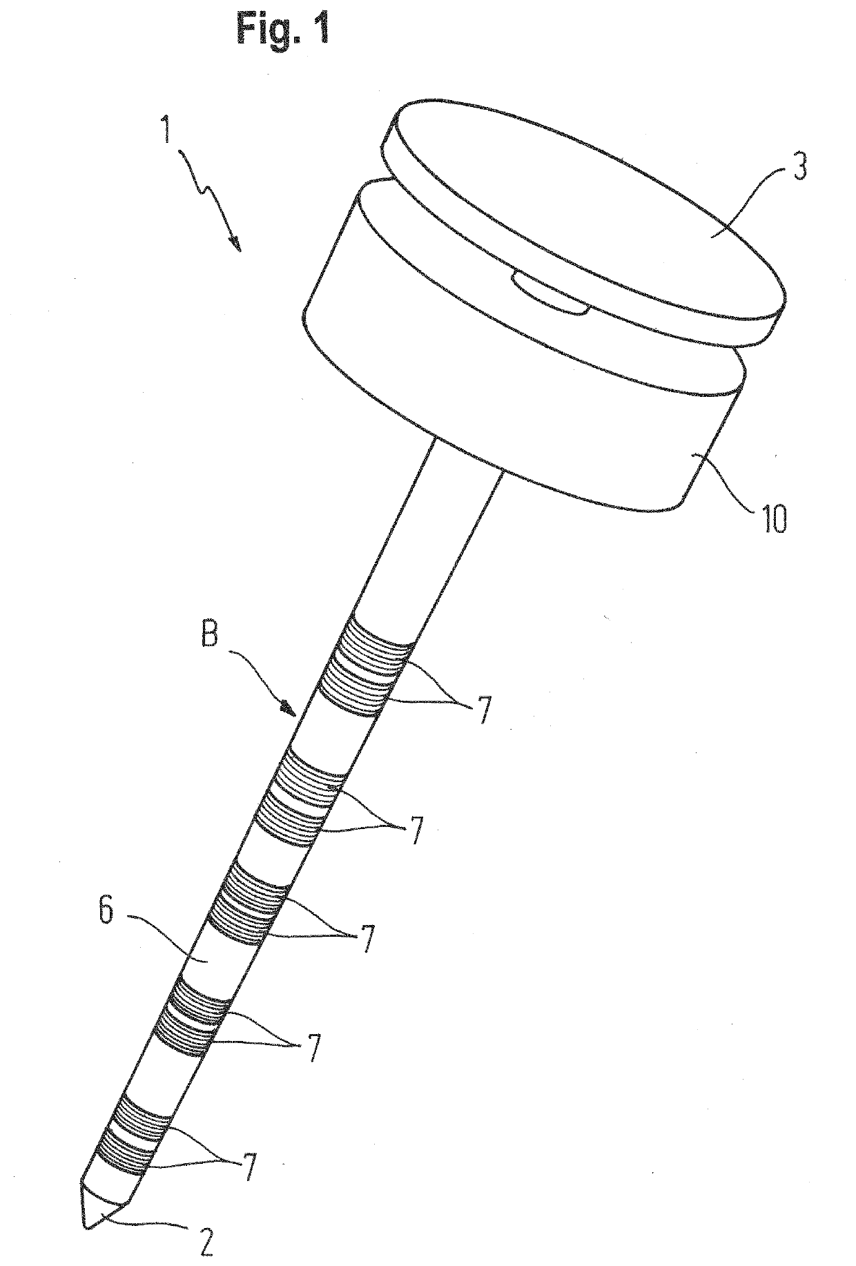 Measuring probe for measuring in ground a parameter and a method for making such a probe