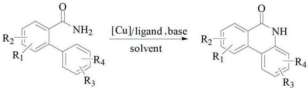 Method for catalytically preparing 6(5H)-phenanthridine ketone by copper component