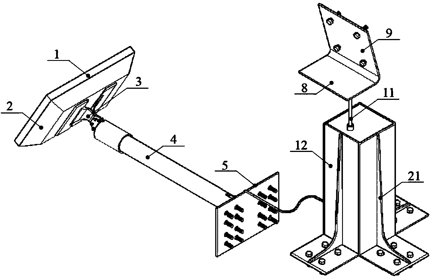 Real-time wireless monitoring apparatus for early-warning on integral overturn of bridge