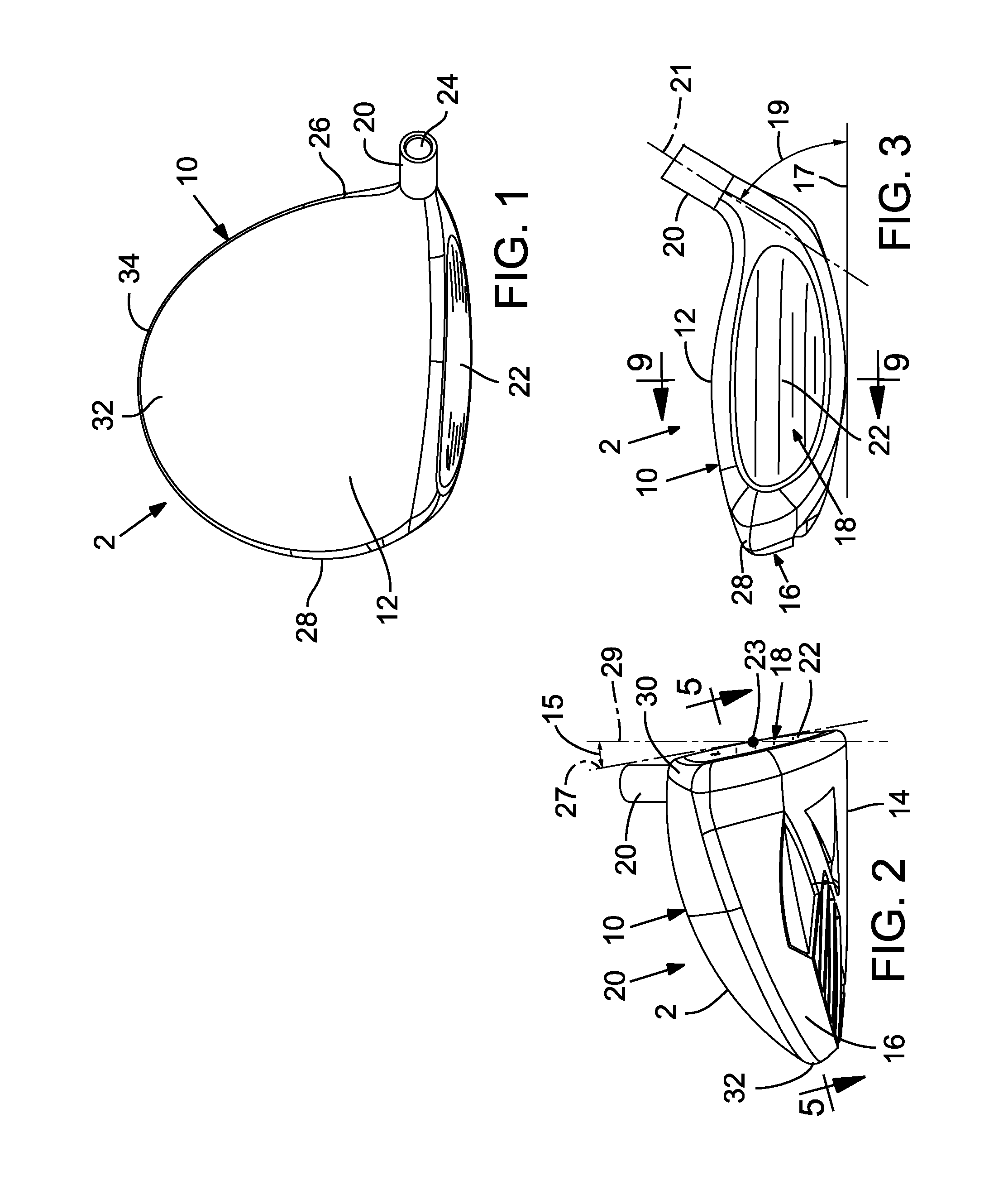 Fairway wood center of gravity projection