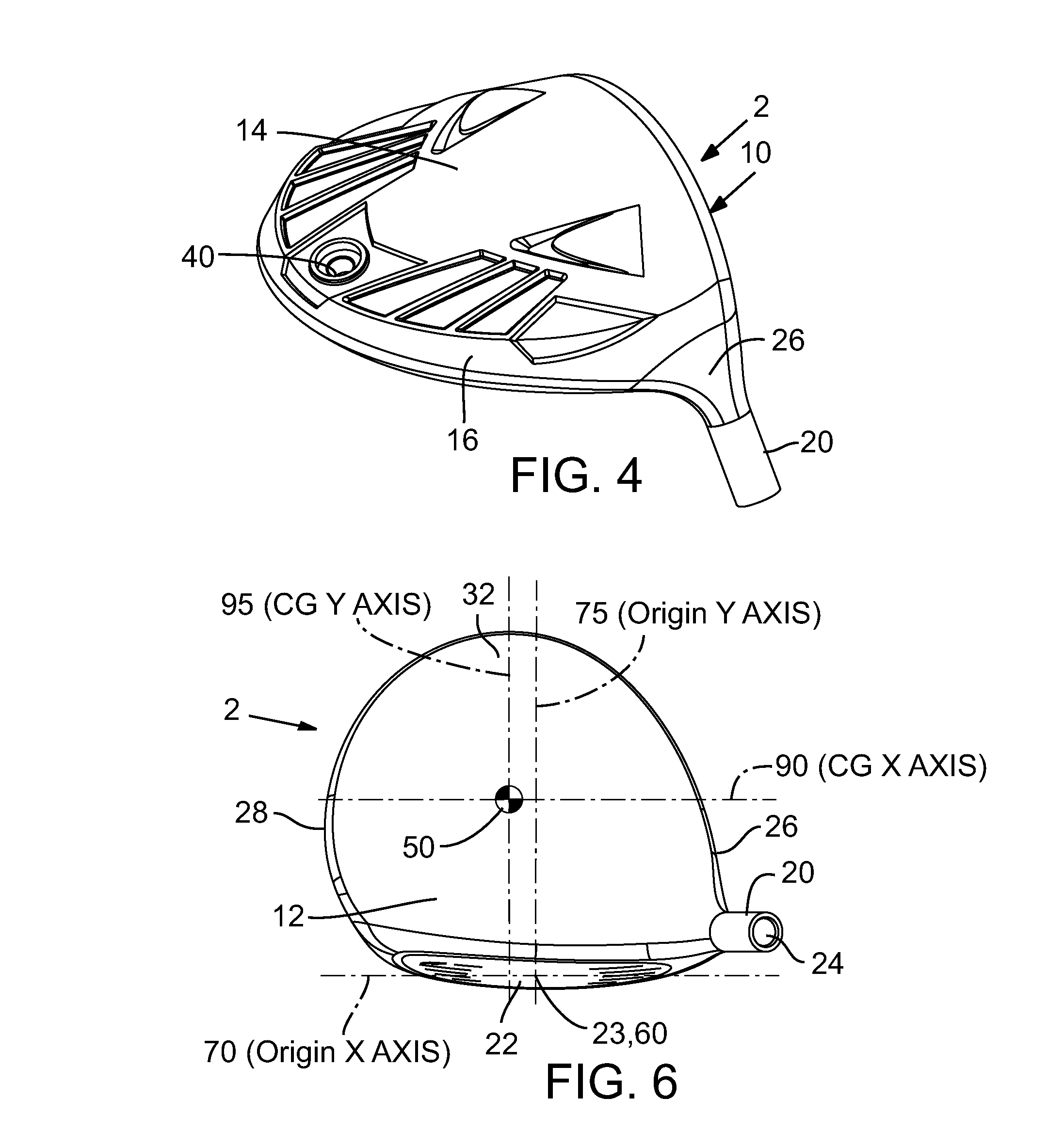 Fairway wood center of gravity projection