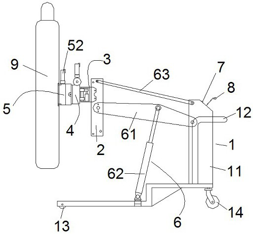 Auxiliary device for safe loading and unloading of sulfur hexafluoride gas cylinder and its working method