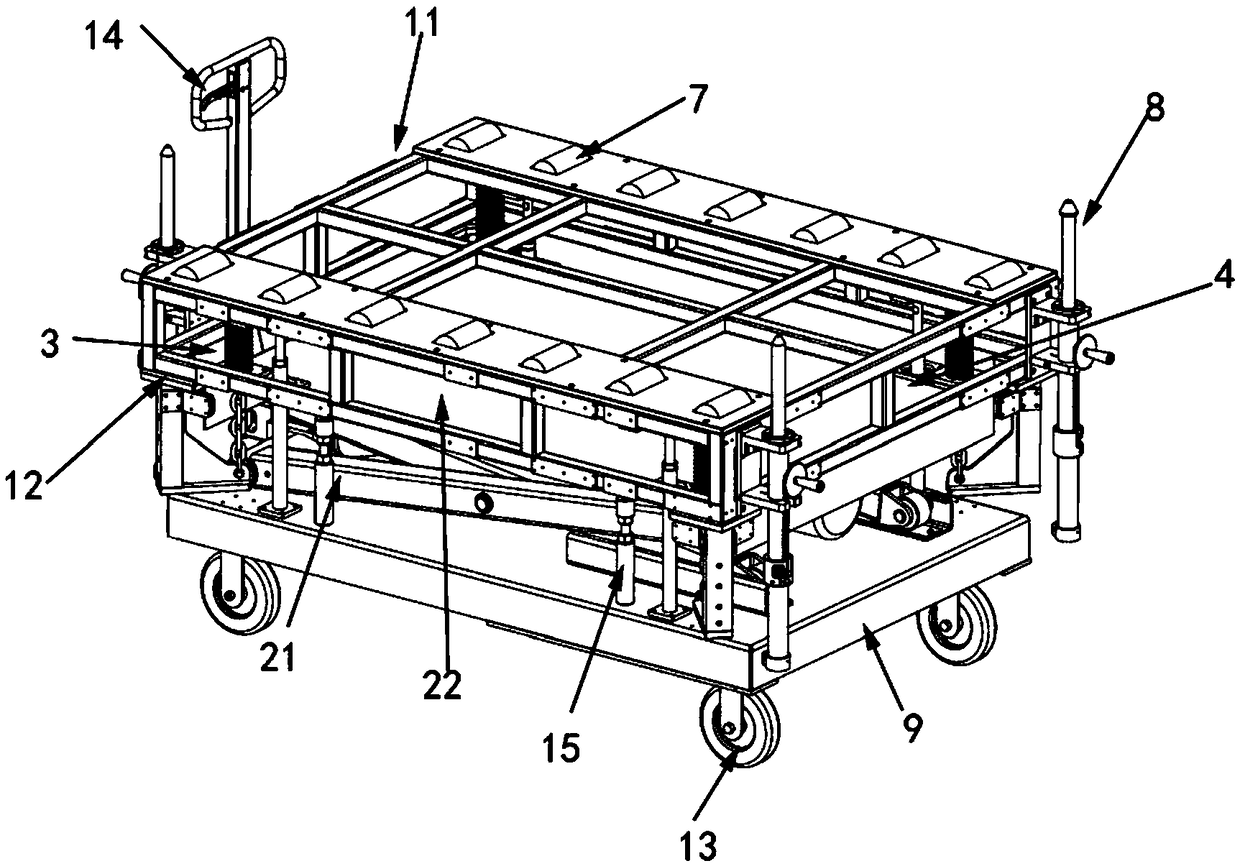 Floating mechanism and battery replacing trolley with same