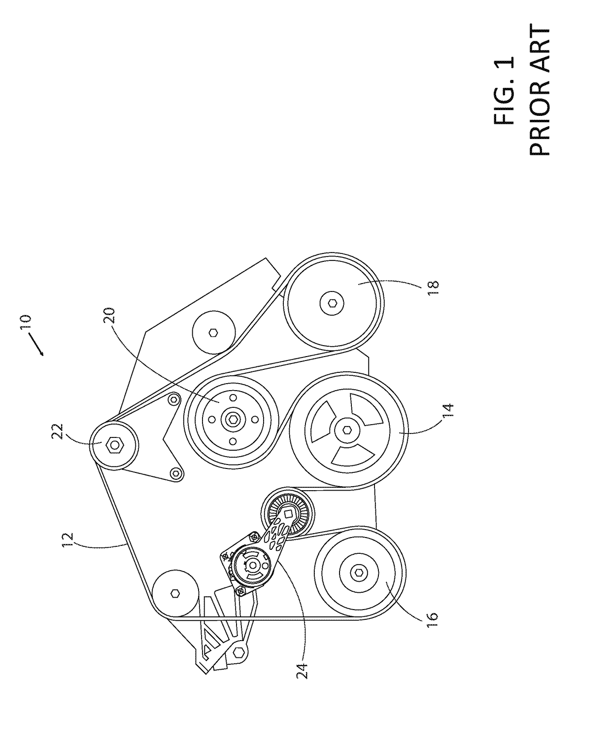 External spring to increase tension on belt tensioner for internal combustion engine