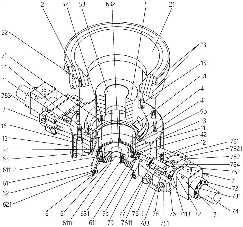 Die head structure with adjustable molten blank radial wall thickness