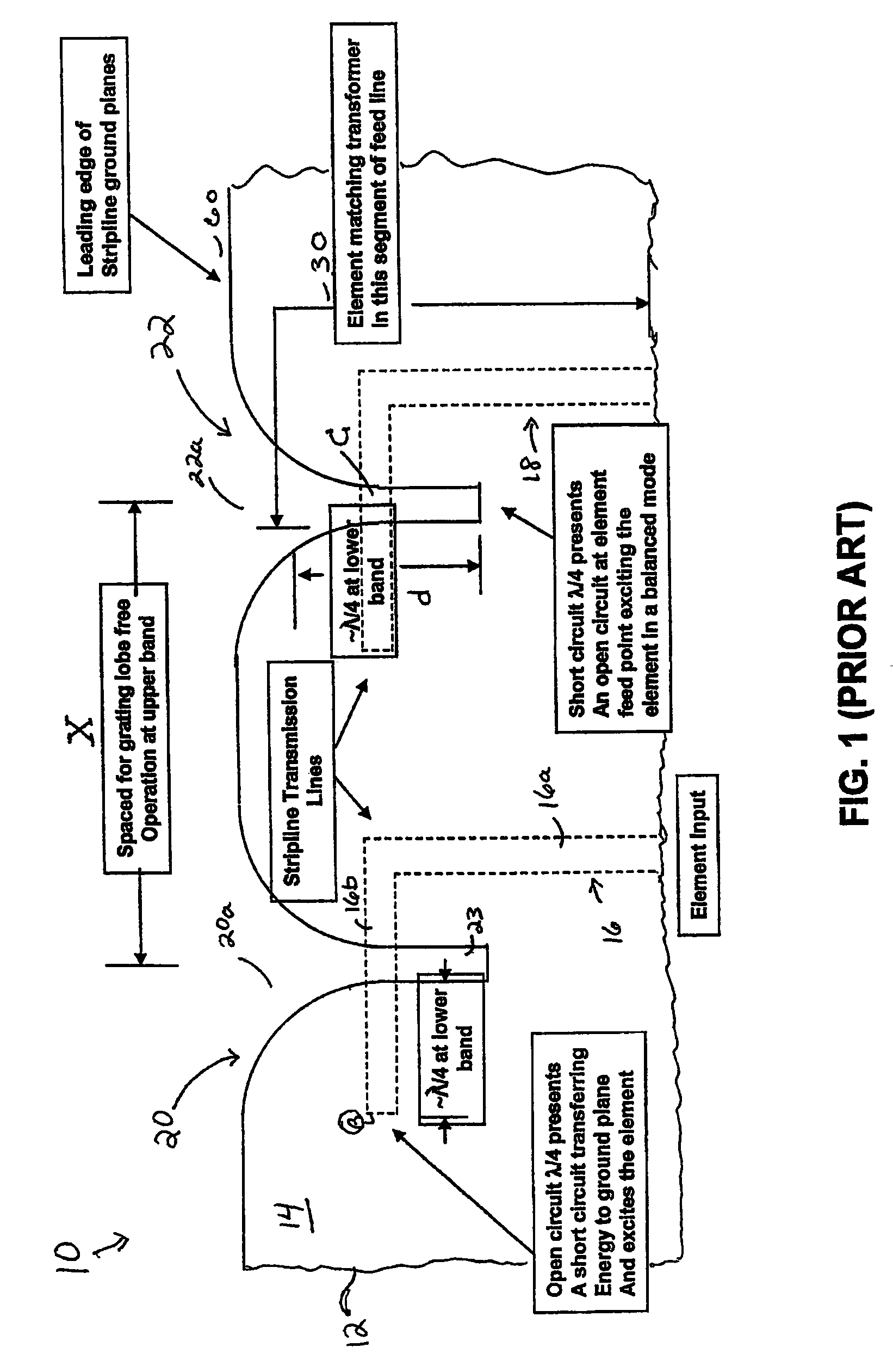 Passive self-switching dual band array antenna